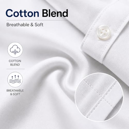 Image of MCAVOY Cotton Blend Shirt for Men | Full Sleeve Regular Fit Plain Formal & Casual Office Shirt | Black & White