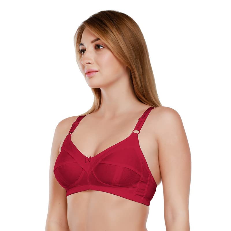 Image of DAISY DEE Women's Cotton Brassiere Non-Padded Wirefree Seamed Full Coverage Comfort-fit Cut and Sew, with Broader Band Regular /Dress /Saree Bra - NSHPU
