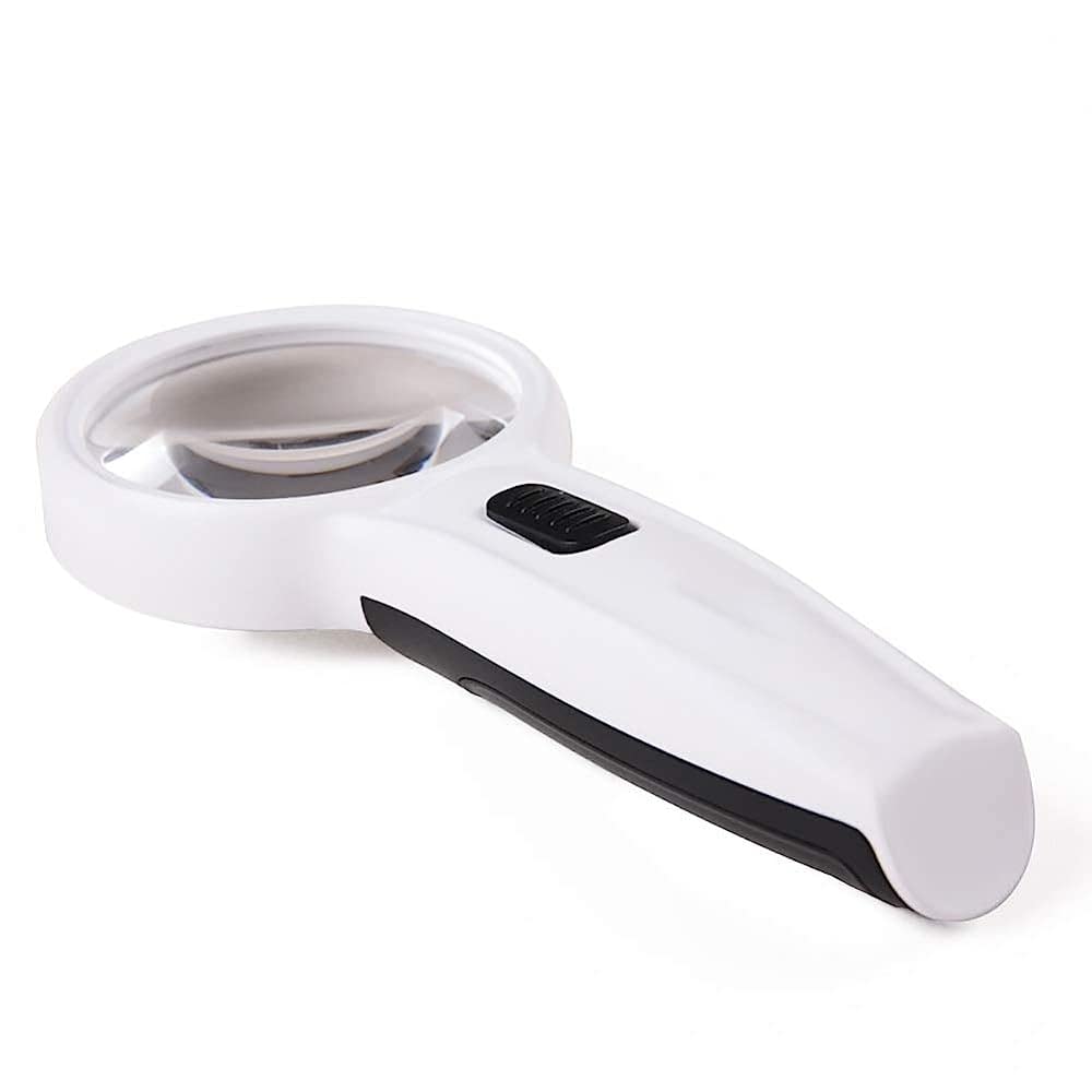 asdchZen Magnifying Glass,With Light 15X Magnification Lightweight Handheld Magnifying Glass,For Reading Hobbies Magnifier/White