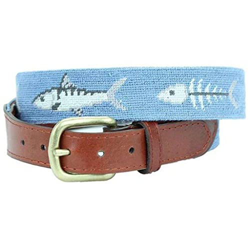 Bonefish Needlepoint Belt in Stream Blue by Smathers & Branson
