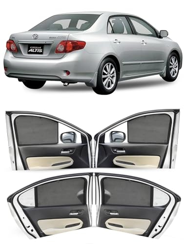 Image of Autofact Car Sunshades for Toyota Corolla Altis (2011 to 2014), UV Protection, Useful Car Accessories, Custom fit Sun Shades for Side Windows, Set of 4