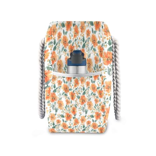 Watercolor Flowers Beach Tote Bag for Women Large Pool Bags Carry On Bag With Wet Compartment for Beach Travel with Pocket Zipper Outdoor Tote Bag3