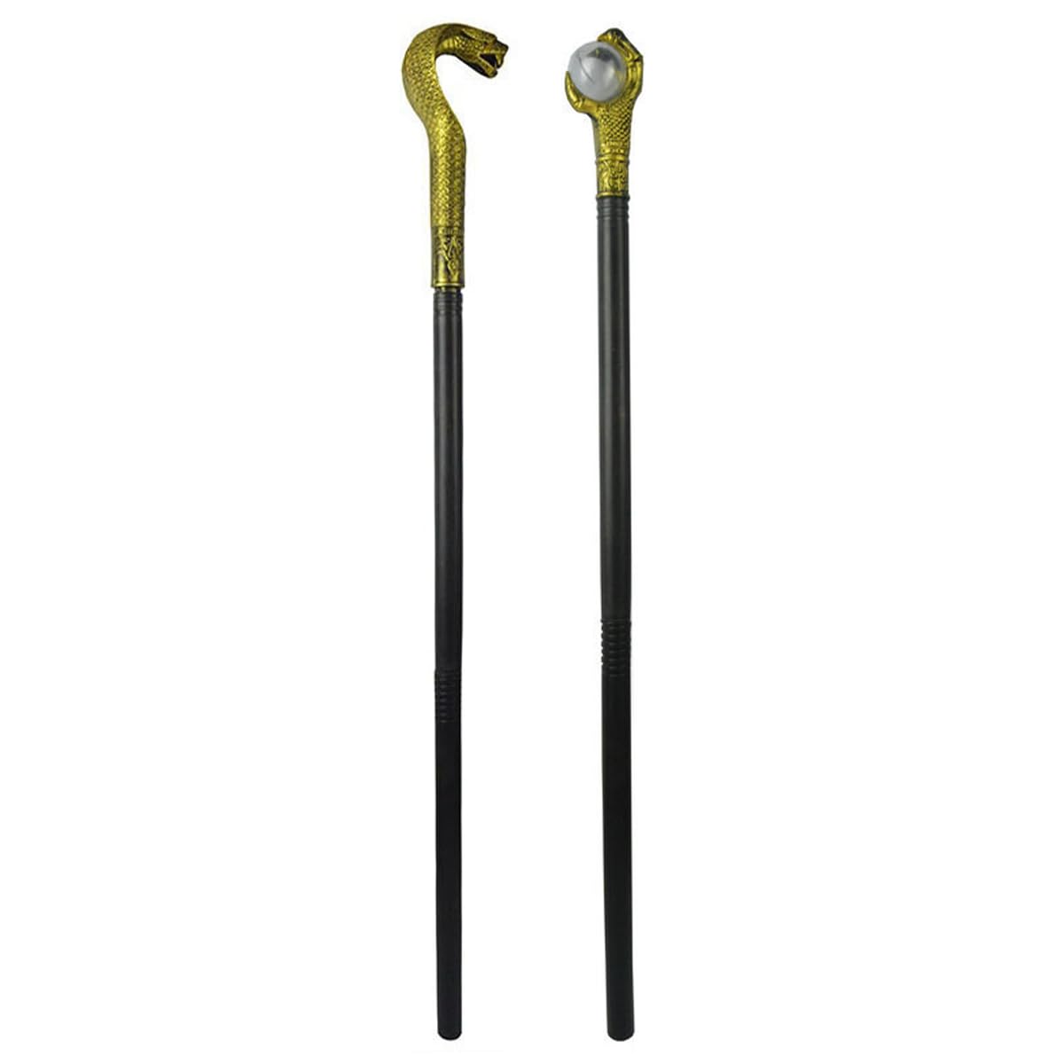 2 Pezzi Canna Egiziana Scettro Egiziano con Testa di Serpente Dorato e Scettro con Artiglio Dorato Scettro Egiziano per Halloween Giochi di Ruolo Tema Costume Accessori di Carnevale