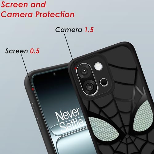 Image of Stylish Spider Back Case Cover Compatible for OnePlus 13s 5G | Spidey Face Mask Case | Soft Silicone | Camera & Full Body Protection | Shock Proof | (Black)