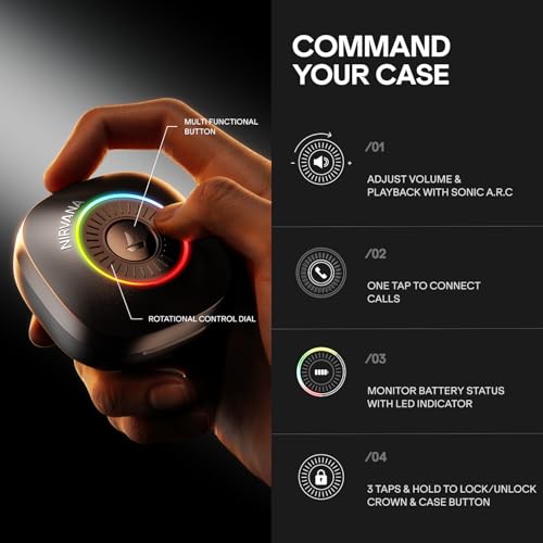 Image of boAt 2026 Launch Nirvana Crown, SONIC ARC, LEDs, Haptic Feedback,50dB Hybrid ANC,Spatial Audio, 6 Mic ENx, App Support, v6.0 Bluetooth Earbuds, TWS Ear Buds Wireless Earphones with mic (Gunmetal Grey)