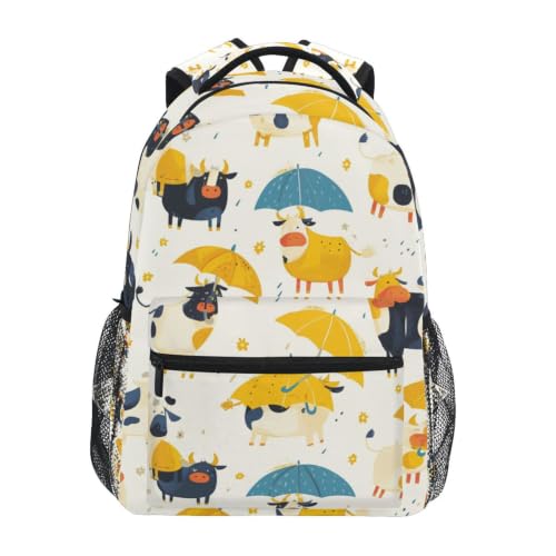 Cartable sac à dos ecole avec motif vache pour ordinateur portable ado et enfant