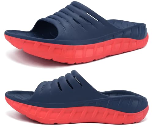 Image of KuaiLu Mens Recovery Sandals Orthotic Arch Support Open Toe Sport Slides Thick Cushion Orthopedic Plantar Fasciitis Slip On Wide Width Summer Pool Beach Waterproof