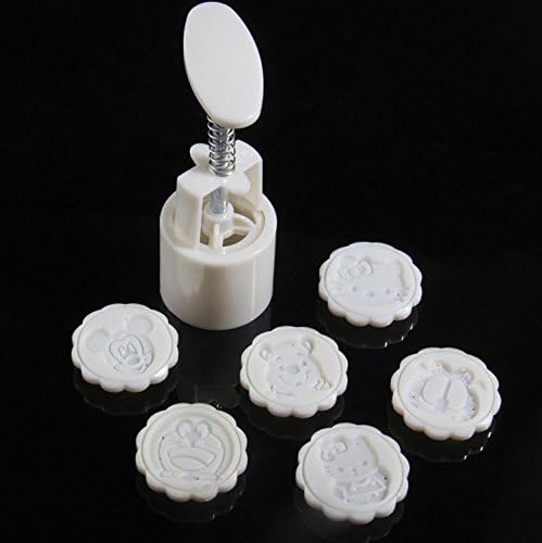 Cartoon hello kitty/mickey Moon Cake Molds with 6 Stamps Cookie Cutter DIY Biscuit Styling Tools 7pcs/set