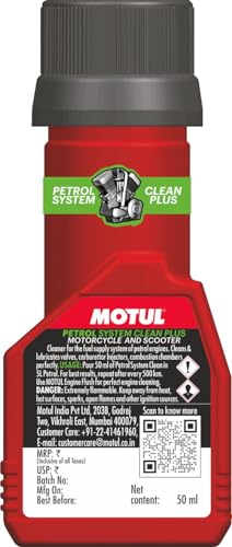Image of Motul Petrol System Clean Plus 50 ml for Bikes & Scooters - Fuel System & Injector Cleaner, Improves Mileage, Restores Engine Performance & Reduces Emissions