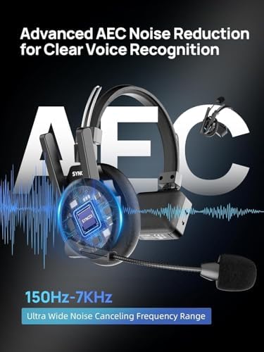 SYNCO XTALK XPRO Wireless Intercom Headset System, 2.4GHz Wireless Communication Headset Full Duplex 500m 24H with Noise Reduction 3.5mm Monitoring for Cross-Docking Warehouse Communication (2 PCS) - 4