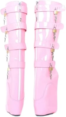 18CM Extreme High Heel Ballet Boots | Size Plus Lockable Lace-Up Tall Gothic Boots for Y2K,Evening & Club