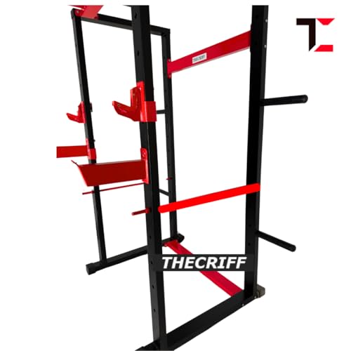 Image of Commercial Power Rack (TC300) - Chin-Up Bar, J-Lock, Squat Locks, Plate Storage, Safety Rods - Heavy-Duty Steel Frame with Durable Powder Coating for Strength Training & Home Gym