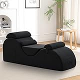 TCGBKAF Yoga Chaise Lounge Chair,Lounge Chair with Side Pockets,Waist Cushion,Headrest,Movable Footrest,Secure Snap Button,Yoga Chaise Chair (1, Black)