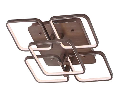 JONATHAN Y Sebastian 17.5" Geometric 1-Light LED Flush Mount, Coffee