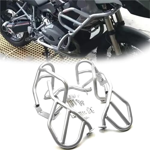 Réservoir moto fissuré évité grâce au pare-choc moteur R1200GS barre protection carénage cadre