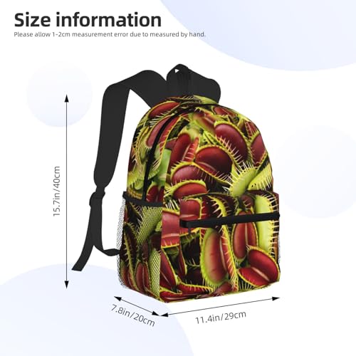 WURTON Carnivorous Plant Print Backpacks Casual,Pacious Compartments,Work,Travel,Outdoor Activities Unisex Daypacks4