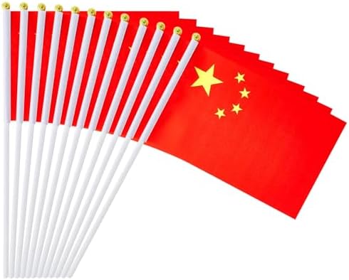 中国国旗 小さなスティック ミニ 手持ちフラッグ デコレーション 1ダース(12パック)