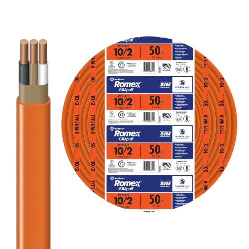 Southwire Romex Brand Simpull Solid Indoor 10/2 W/G NMB Cable 50ft coil - SW# 28829022