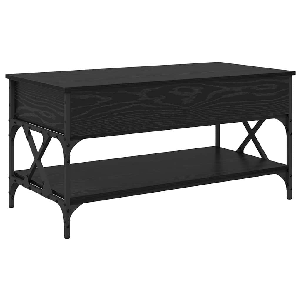 Mesa de centro negra de 100 x 50 x 50 cm, aspecto de roble, plegable, con estante, soporta 60 kg, diseño moderno para salón, oficina, balcón y habitación de invitados