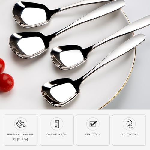 Generic 3Pcs Square Head Spoons, Square Head Stainless Steel Spoons, Arithmeticn Square Head Stainless Steel Spoons, Korean Style Square Sugar Spoon thumb #4