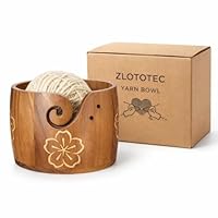 ZLOTOTEC Garnschale, extra groß, Kiefernholz, einzigartiges Design, Häkelschale für Garnhalter, Stricken, Häkeln, Makramee, Bastelzubehör, Geschenk für Strickliebhaber(17.78 x 12.7cm,5x7in)