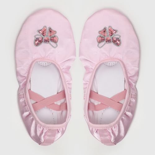 JEATHA Girls Satin Ballet Dance Shoes Ballroom Flat Slippers Split Sole Slipper for Gymnastics Yoga4