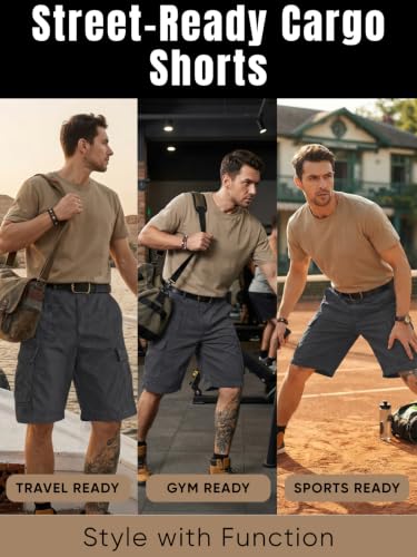 Image of GRECIILOOKS Men'S Cotton Cargo Shorts, Lightweight Half Pant Elastic Waist Casual Summer Shorts with Pockets