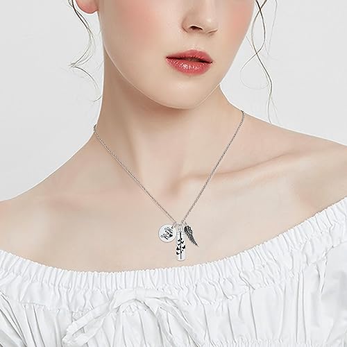 shajwo Cylinder Urn Ashes Necklace for Women Men Butterfly Cremation Jewelry Ash Loved One Memorial Angel Wing Pendant,Silver - Thumbnail 5