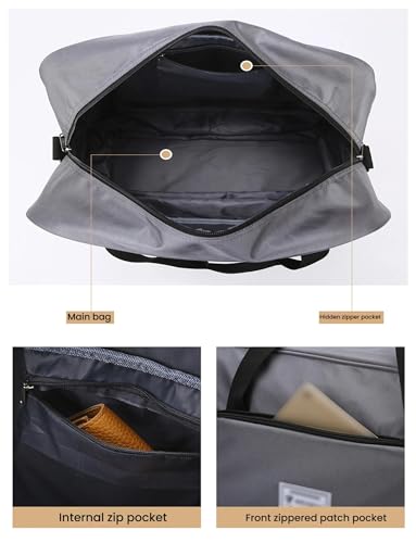 Carry-On with Spinner Wheels Rolling Duffle Bag with Wheels - Expandable & Foldable Travel Bag Water-Resistant Weekender Overnight Bag for Sports & Short Trips(Gray)3