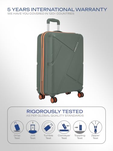 Image of Safari Benson Large 8 Wheels 77cm Check-in Trolley Bag Hard Case Polypropylene 360 Degree Wheeling System Luggage, TSA Approved Lock, Trolley Bags for Travel, Suitcase for Travel, Sage Green