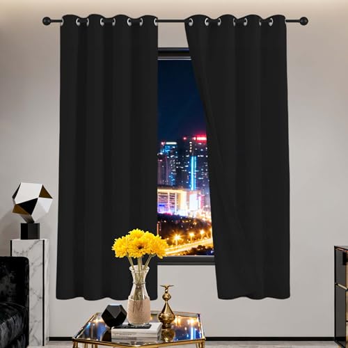 Design Moderne à Oeillets Rideau Noir Grand Format pour Suite Parentale