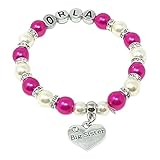 Personalised Ivory And Hot Pink Pearl Family Themed Charm Bracelet