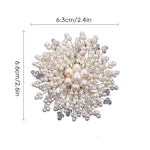 Image of Elegant Pearl Brooch Pins for Women, Brooch Lapel Pin Scarf Shawl Costume Pin Hat Bag Suit Dress Accessories CZ Pearl Brooches and Pins