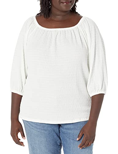 Tommy Hilfiger Womens Women's Sportswear Peasant Top T Shirt, Ivory, 2X US