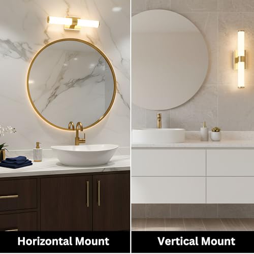 Image of 20 Inch LED Vanity Light Bar with Motion Sensor, Dual LED Source | 4 Lighting Modes (incl. Night Light) | 3000K Warm White, Dimmable, CRI 90+, 1040LM, ETL Listed (Brushed Gold)