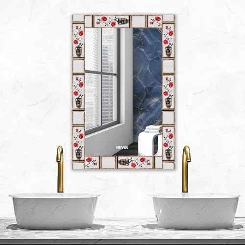 Image of KERLIX 12x18 Inch Rectangular Wall Mirror- CNC Polished Finish, Modern Decorative Mirror for Bathroom, Bedroom, Living Room & Entryway