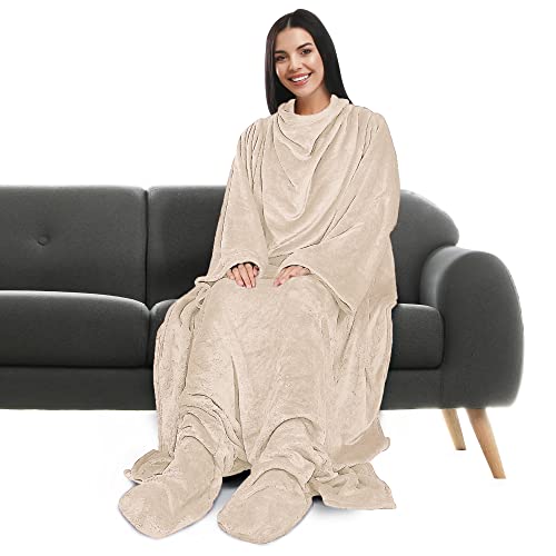 Catalonia Classy TV-Decke, Kuscheldecke mit Ärmeln und Füßen, Professionelle...