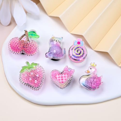 30PCS Cute Shoes Charms Kit Shiny Resin Flower Gummy Bears Cherry Daisy Rose Rainbow Strawberries Mermaid Cat Pineapple Shoes Decoration Charms for Women Party Favor Gifts (1-multicolor-30pcs) by editTime - Used condition - Image 5