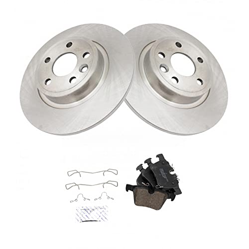 Image of TRQ Rear Brake Pad and Rotor Set Ceramic Rotors Compatible with 2018-2019 Jaguar E-Pace 2015-2019 Land Rover Discovery Sport