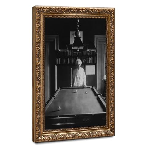 Impression sur toile Mark Twain de billard avec cadre suspendu premium 61x91 cm