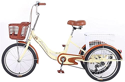 GRDDBZA Adult Tricycle - 3 Wheel Bikes for Adults Shopping 20 Inch Tricycle for Adult 3 Wheel Bicycle Beach with Double Brake Front Basket Height-Adjustable Bike Seat for City Cycling Shopping