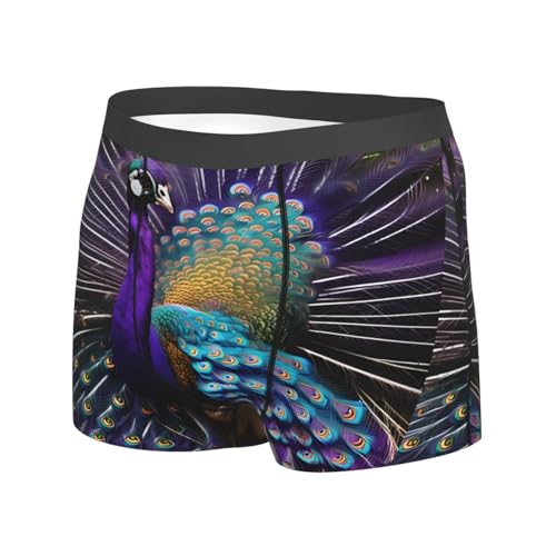 Purple Peacock Print Essential Boxer Briefs,Elasticated Trunks For Men,Men'S Underwear Boxer Briefs2