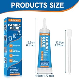 Sularpek 60 Ml Colla Tessuto, Colla per Tessuti Resistente ai Lavaggi per Cotone, Flanella, Denim, Poliestere e Riparazione di Bambole, 24 Hours Dry and Waterproof