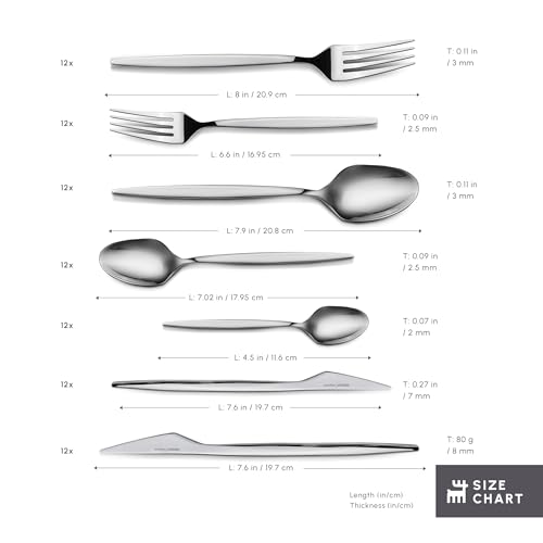 Karaca Thor 84-Piece Table Cutlery with Box, Stainless Steel in Elegant Box, Stylish Cutlery for Demanding Table Culture