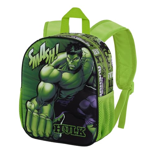 Marvel Los Vengadores-Mochila 3D Pequeña, 26 x 31 cm, Capacidad 8.5 L, Verde Superhuman