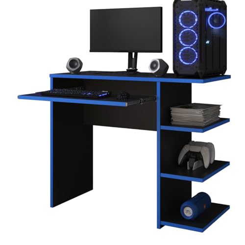 Mesa Escrivaninha Para Computador Escritório Pc gamer (preto/azul)