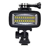 Venidice 40m/130ft Rechargeable Diving Light Dimmable Waterproof Video LED Light 6W 20 LEDs 700LM with 1900mAh for Gopro HTC XIAOYI SJ5000 SJ6000 & Other Action Camera &DSLR Camera