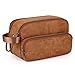 Estour Toiletry Bag for Men, Travel Essentials Travel Toiletry Bag, Water-Resistant Compact Bathroom Roll Organizer for Hygiene, Shaving kit, Gifts for men (Brown(PU Leather))