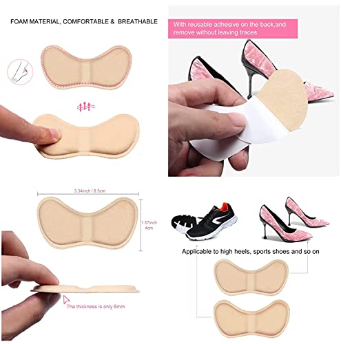 Image of Heel Pads Snugs for Shoe & Height Increase Insoles Shoe Insoles, Self-Adhesive Heel Grips Liner Cushion Inserts for Loose Shoes, Heel Pad for Heel Pain Men Women (Combo)