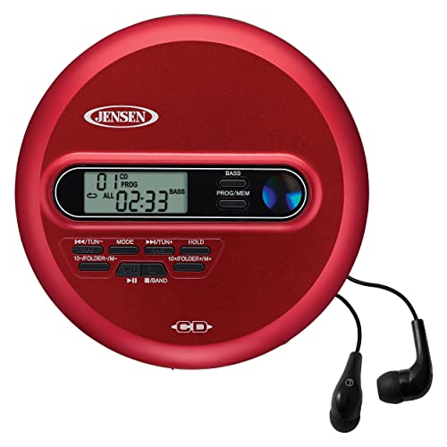 Jensen Cd-65 Portable Personal Cd Player Cd/Mp3 Player + Digital Am/Fm Radio + With Lcd Display Bass Boost 60-Second Anti Skip Cd R/Rw/Compatible Sport Earbuds Included #TOP10